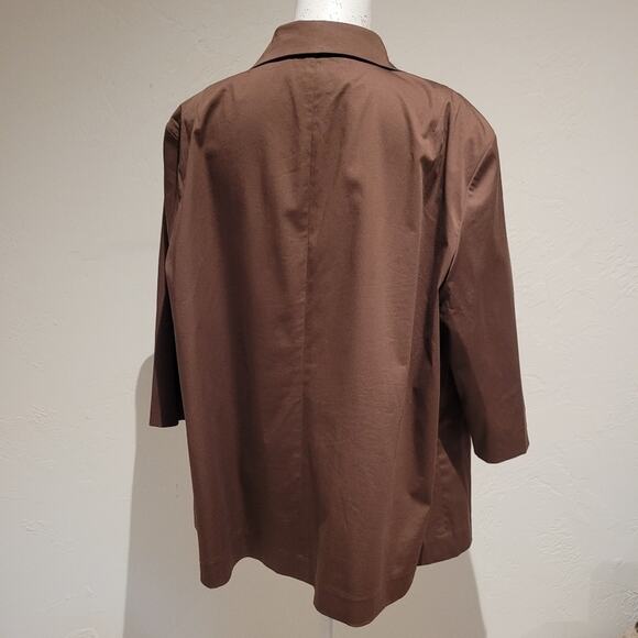 Yansi Fugel Brown Cotton Blend 3/4 Sleeve Swing Single Button Jacket, Size XL - Picture 3 of 6